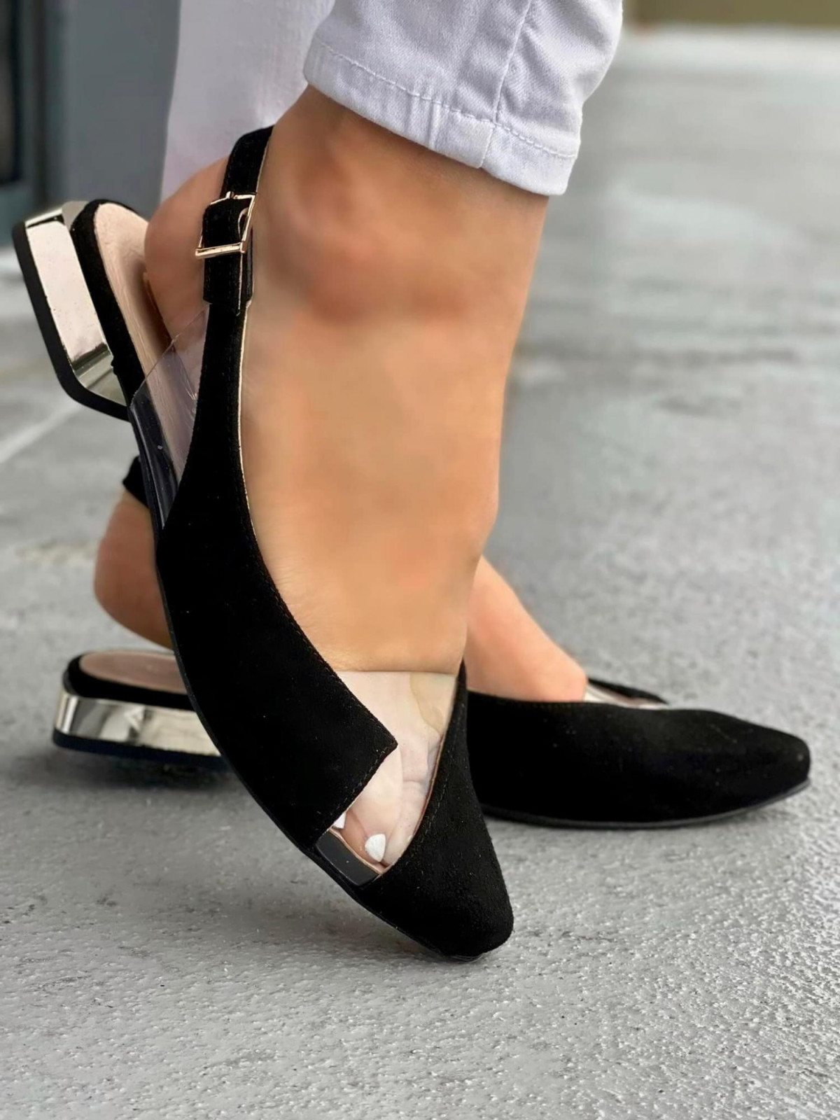 Czarne sandały damskie skórzane