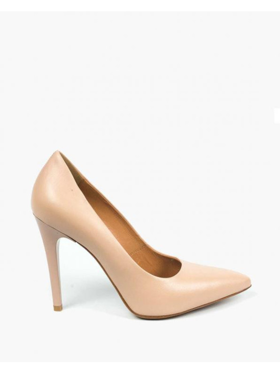 Beżowe czółenka damskie skórzane