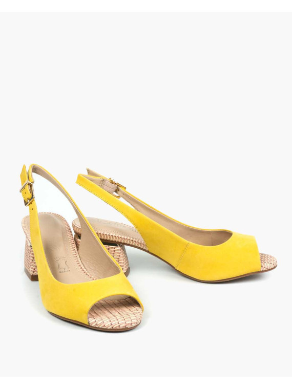 Żółte sandały damskie skórzane