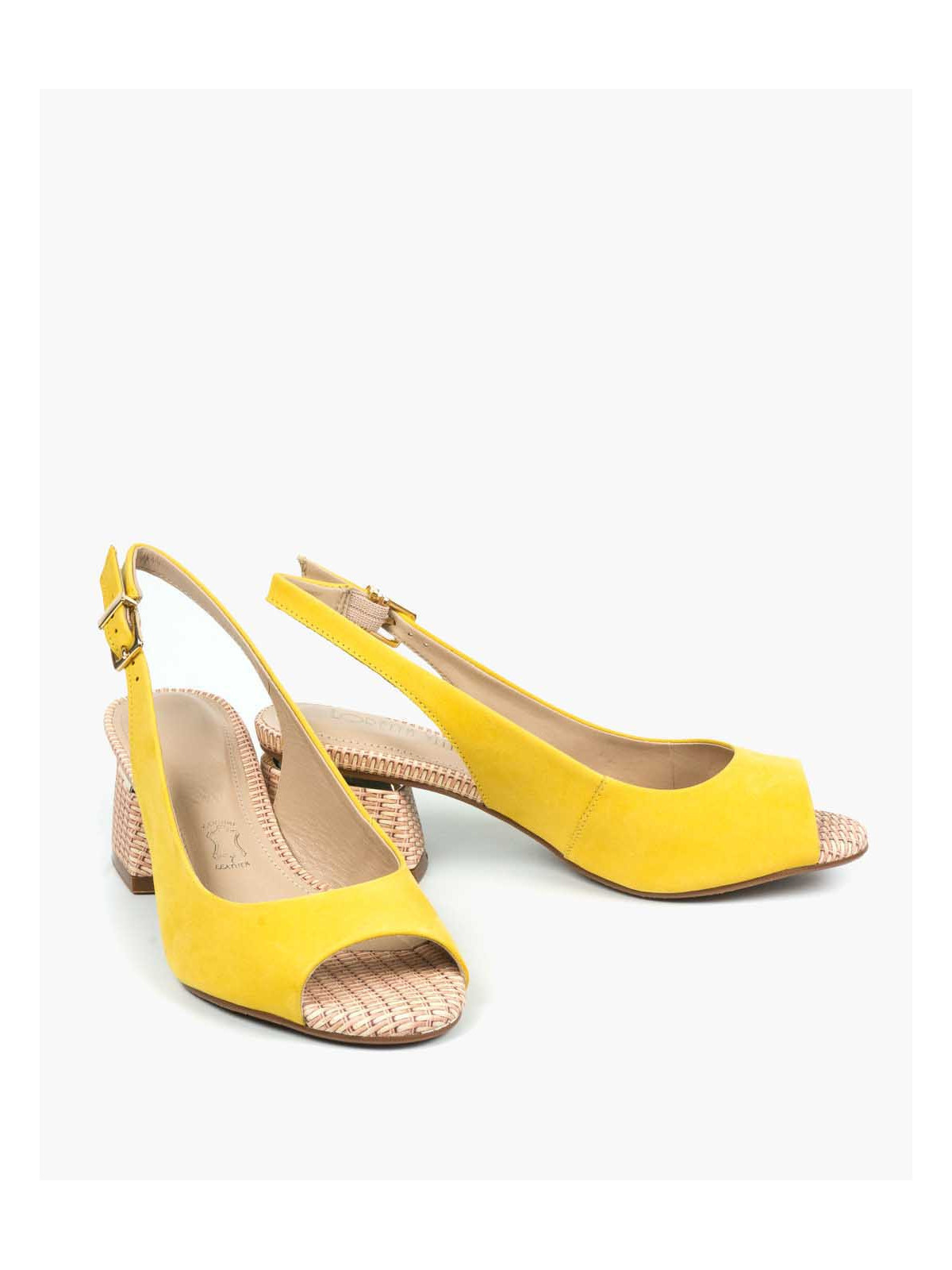 Żółte sandały damskie skórzane