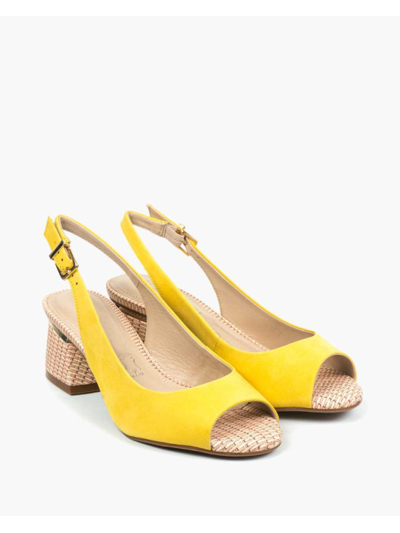 Żółte sandały damskie skórzane