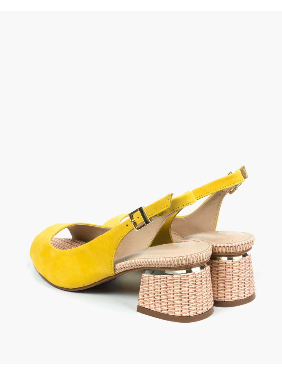 Żółte sandały damskie skórzane