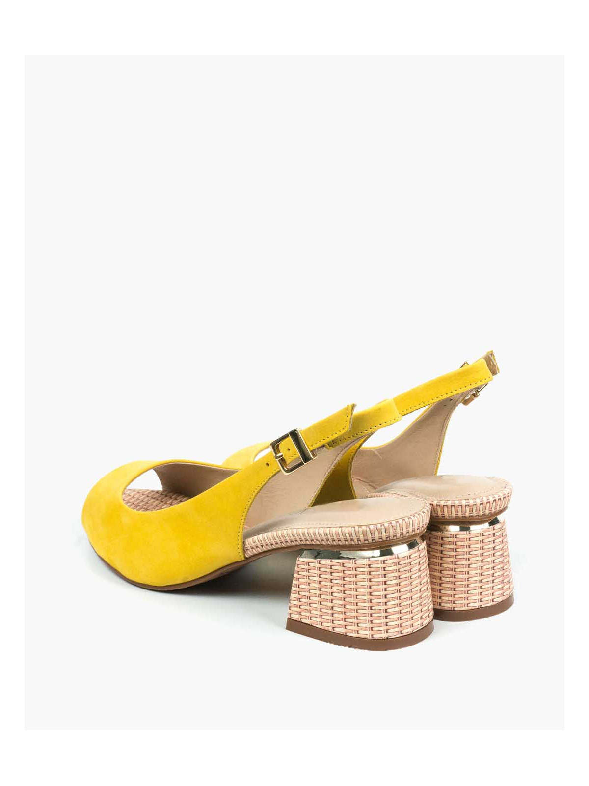 Żółte sandały damskie skórzane