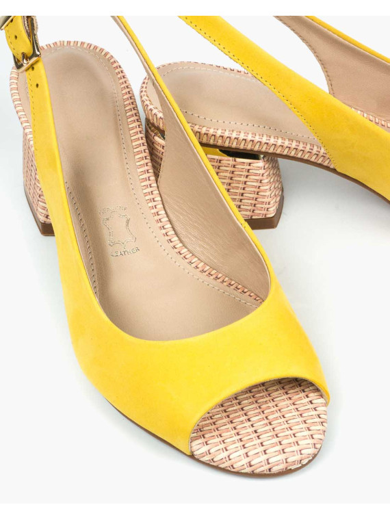 Żółte sandały damskie skórzane