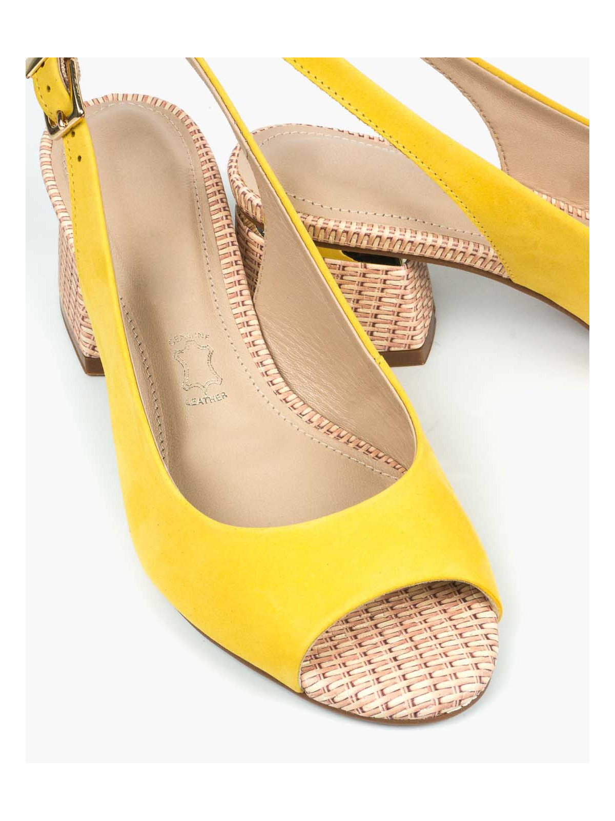 Żółte sandały damskie skórzane