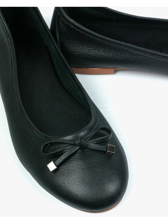 Czarne baleriny damskie skórzane