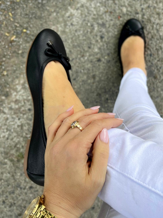 Czarne baleriny damskie skórzane