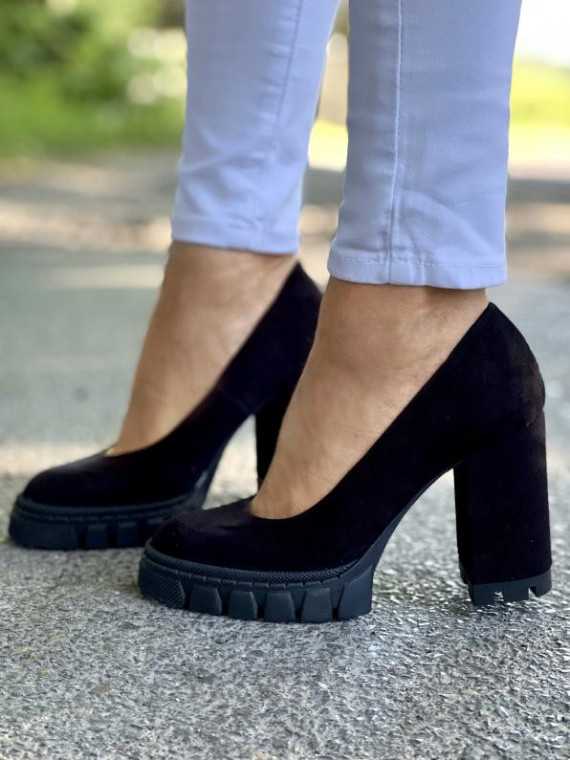 Czarne półbuty damskie skórzane