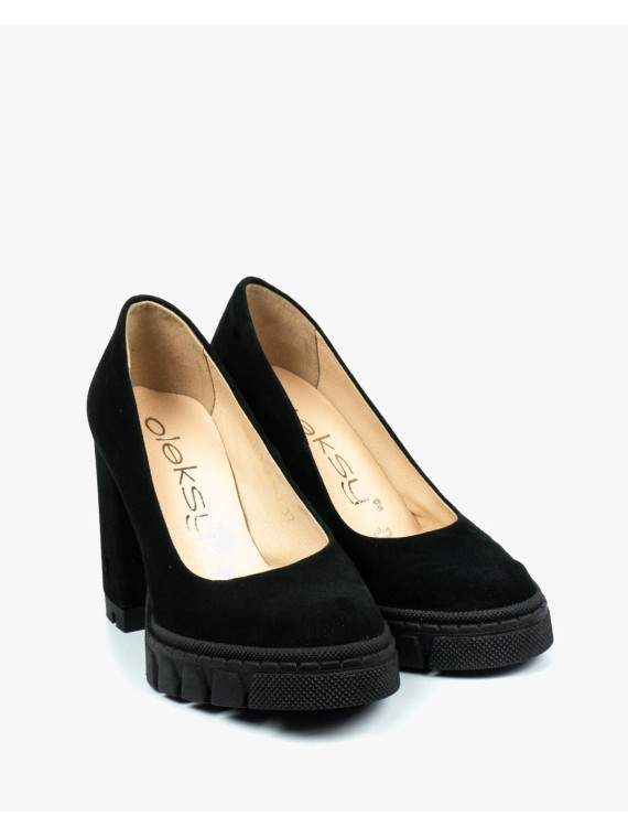 Czarne półbuty damskie skórzane