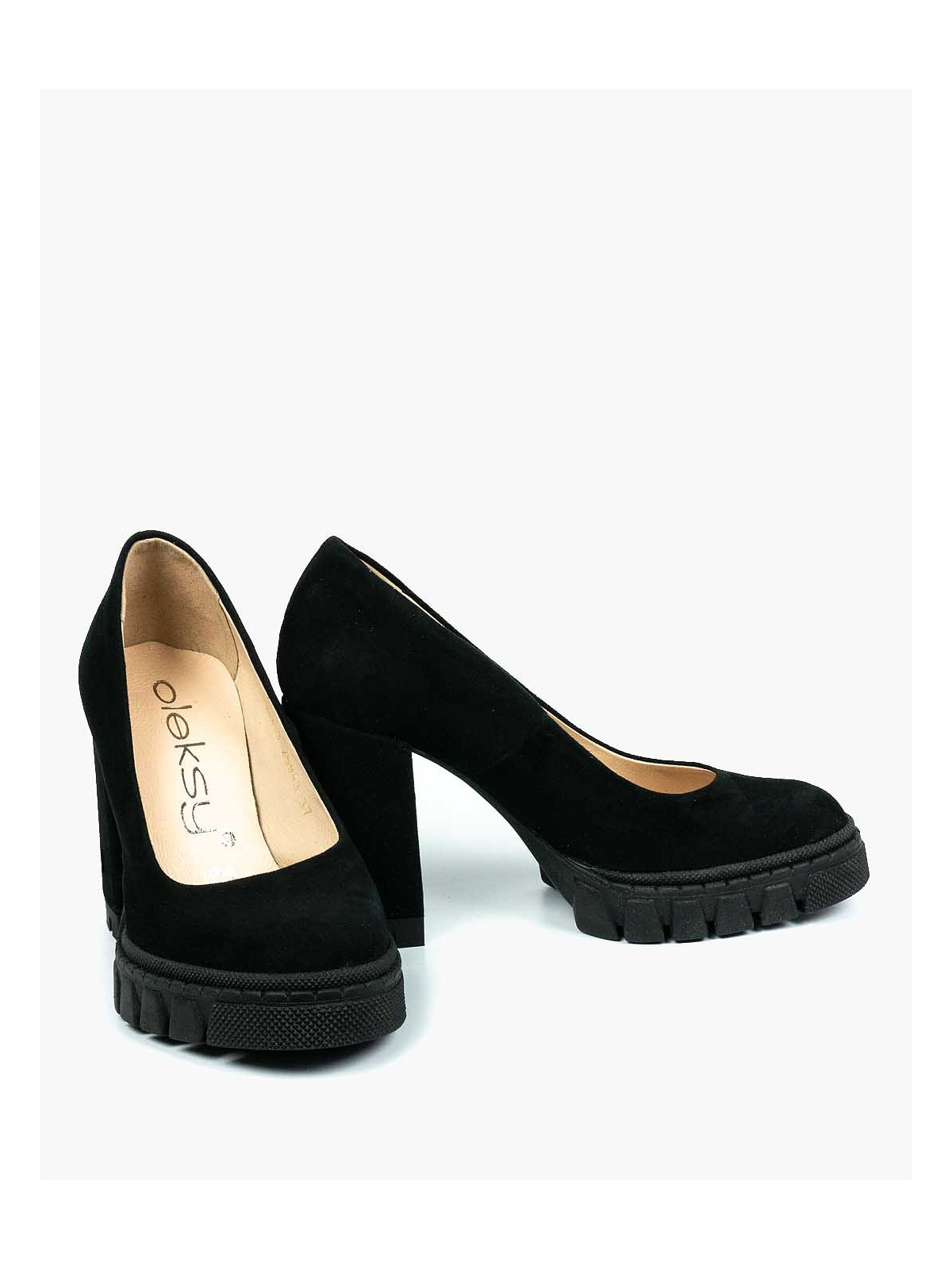 Czarne półbuty damskie skórzane