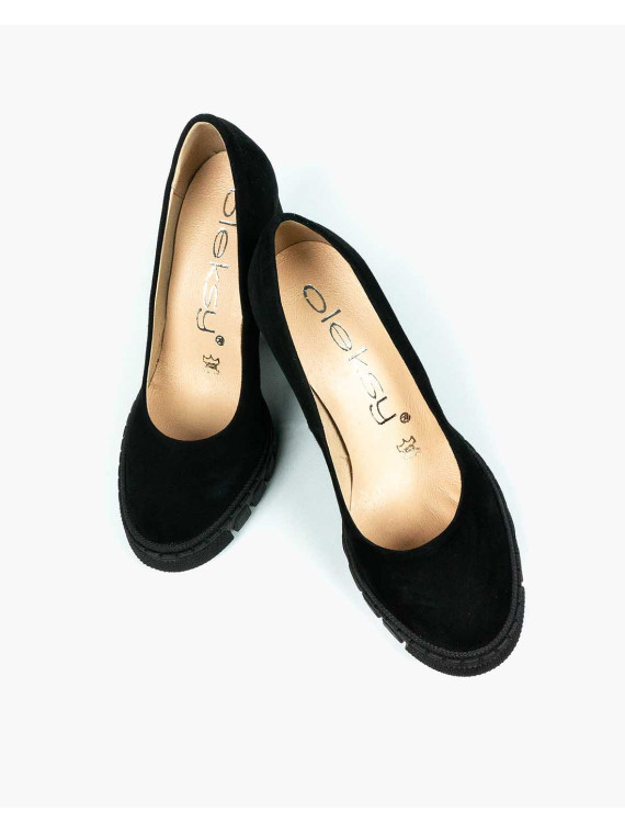 Czarne półbuty damskie skórzane