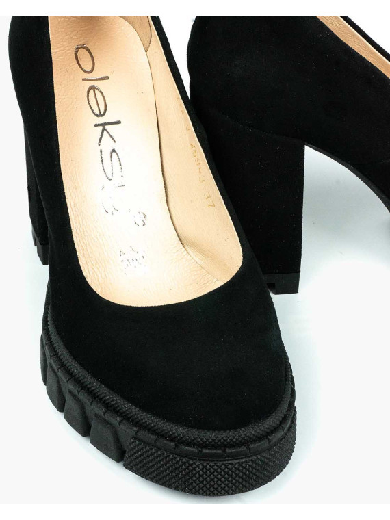 Czarne półbuty damskie skórzane