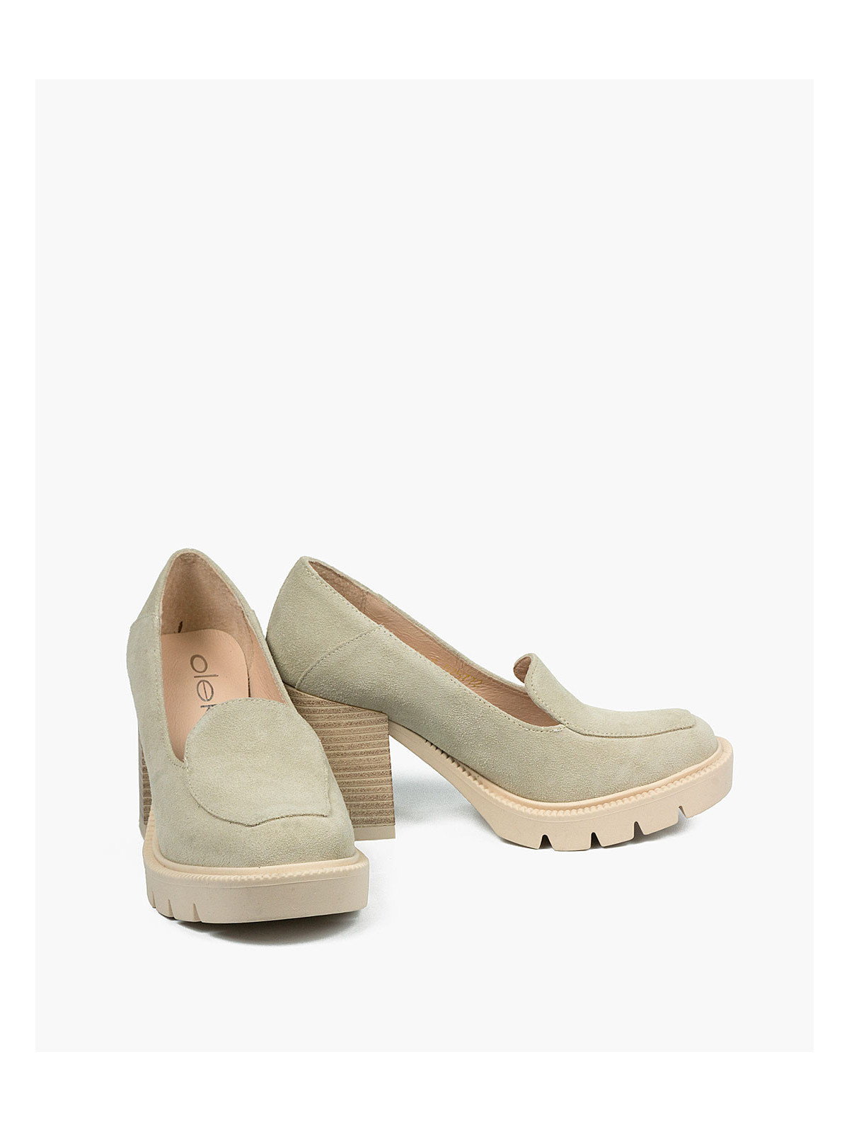 Beżowe półbuty damskie skórzane