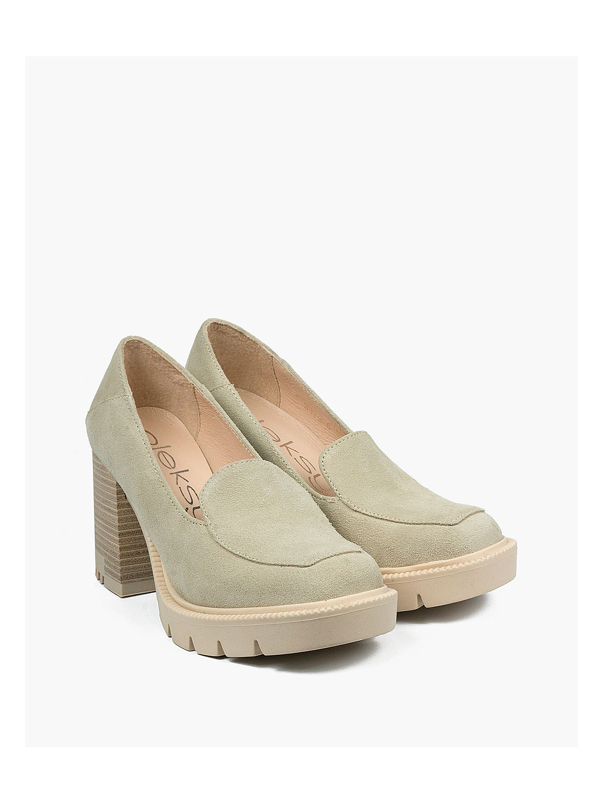 Beżowe półbuty damskie skórzane