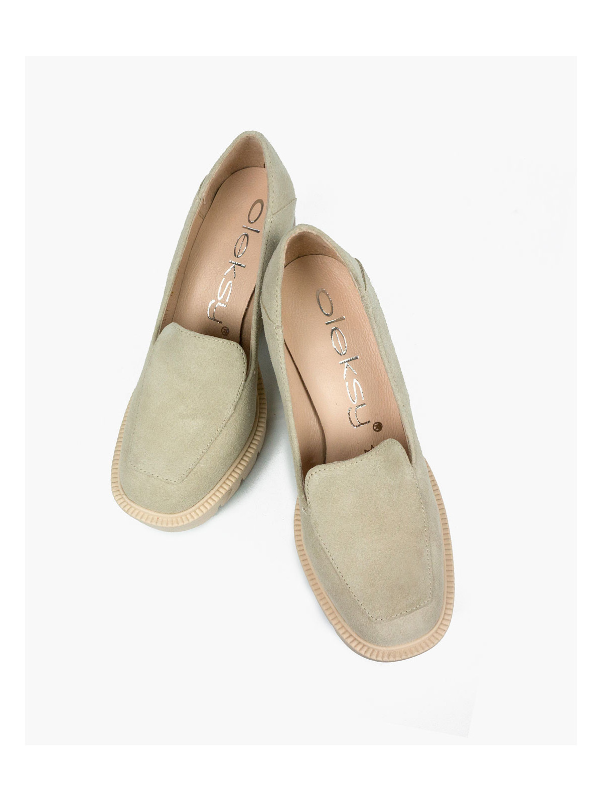 Beżowe półbuty damskie skórzane