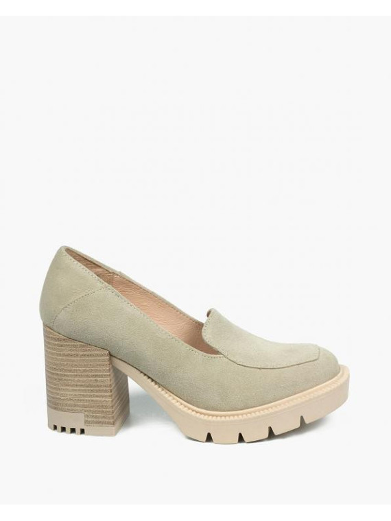 Beżowe półbuty damskie skórzane