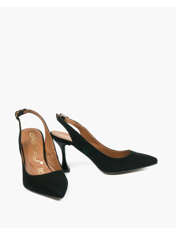 Czarne czółenka damskie skórzane