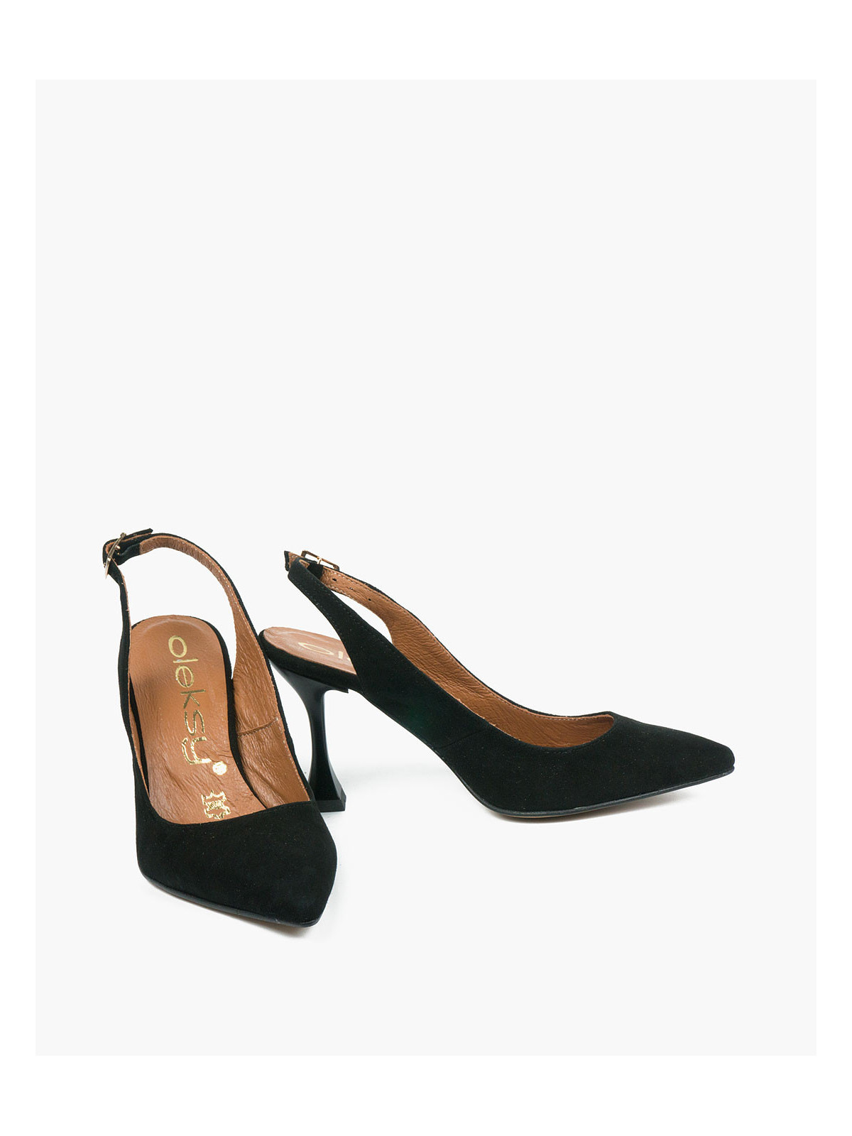 Czarne czółenka damskie skórzane