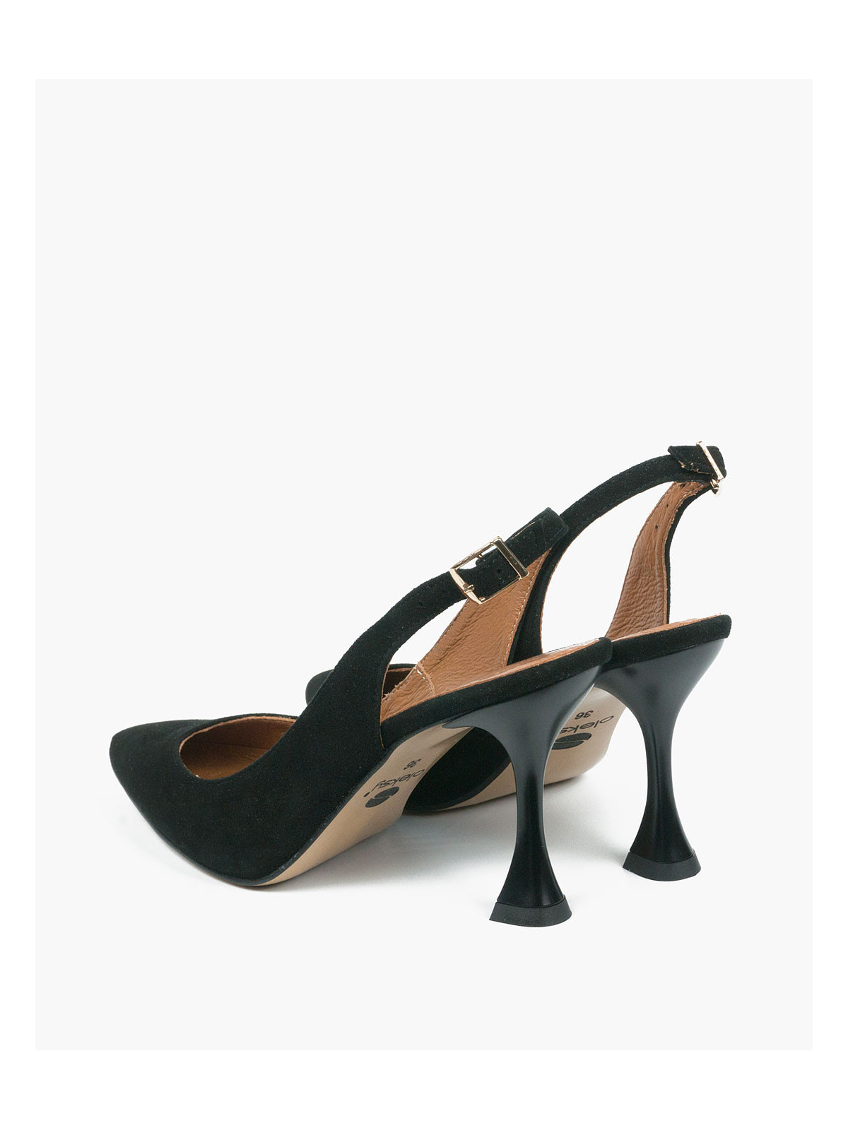 Czarne czółenka damskie skórzane