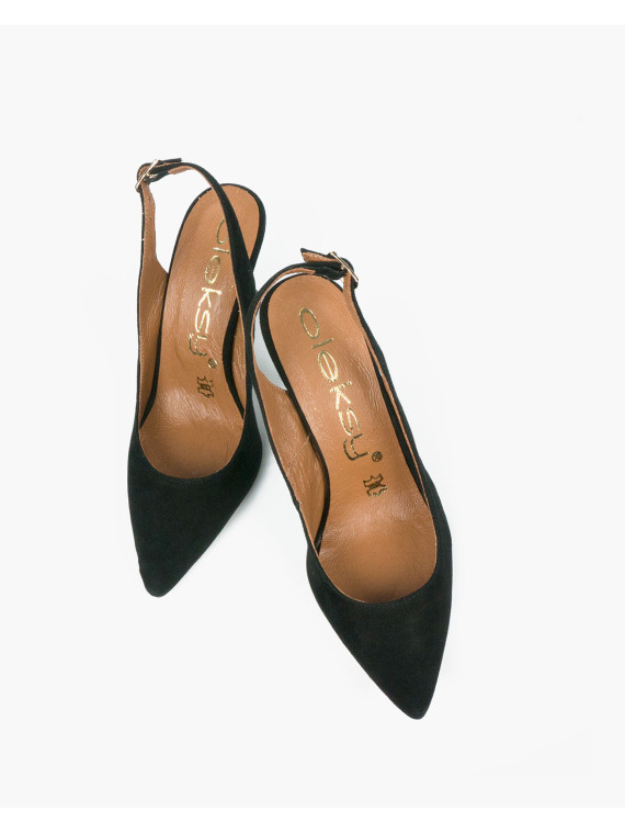 Czarne czółenka damskie skórzane