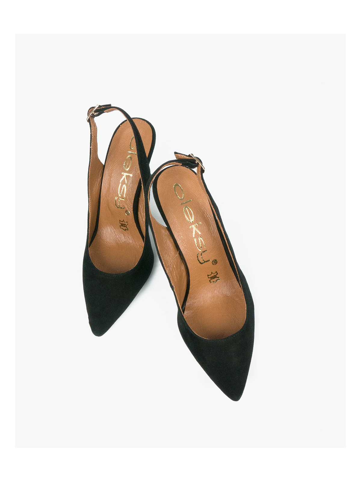 Czarne czółenka damskie skórzane