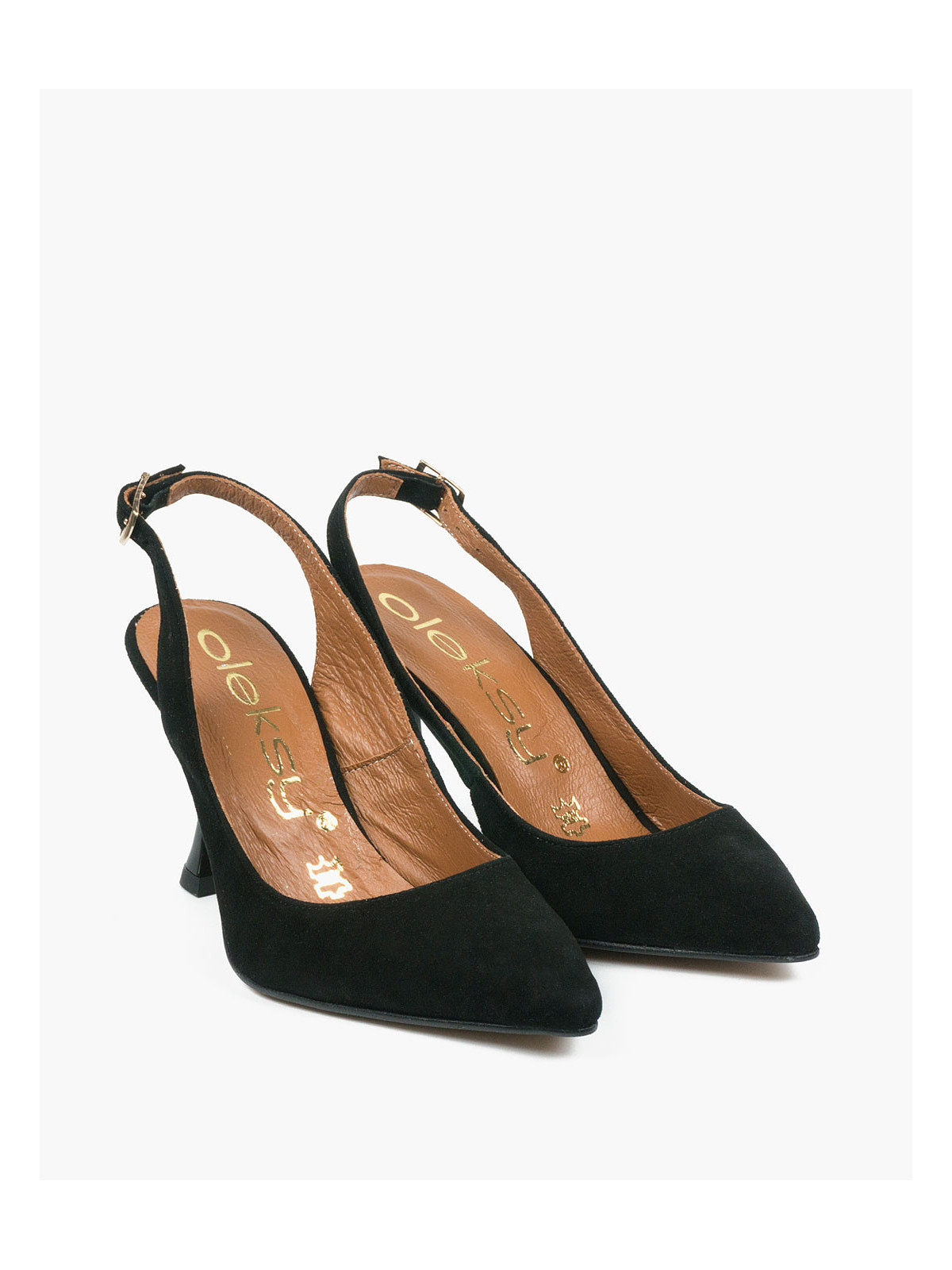 Czarne czółenka damskie skórzane