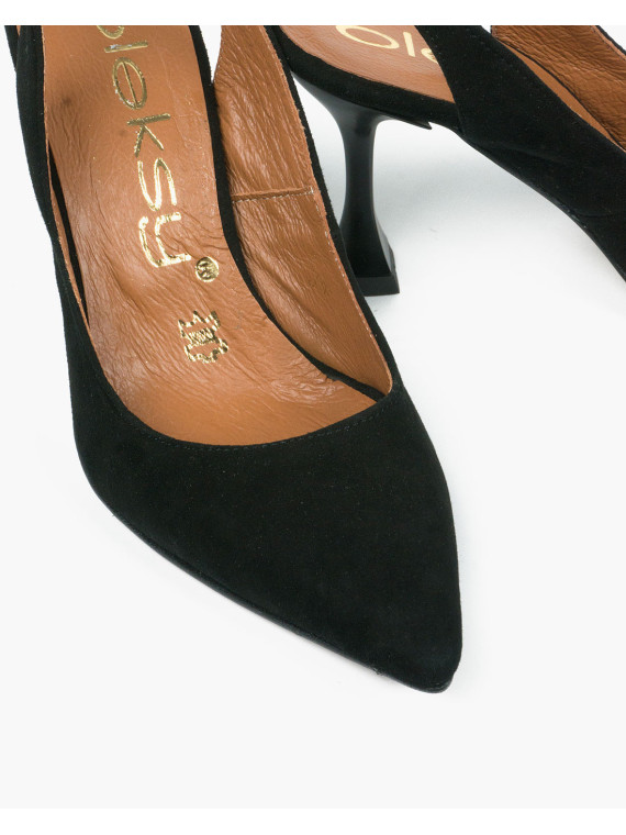 Czarne czółenka damskie skórzane