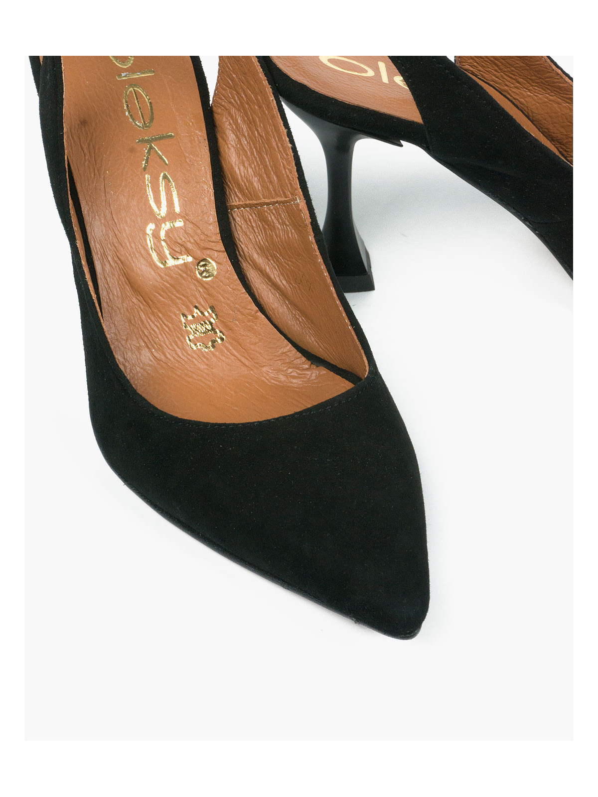 Czarne czółenka damskie skórzane