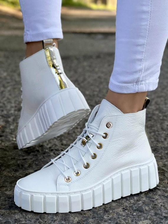 Białe trampki damskie skórzane