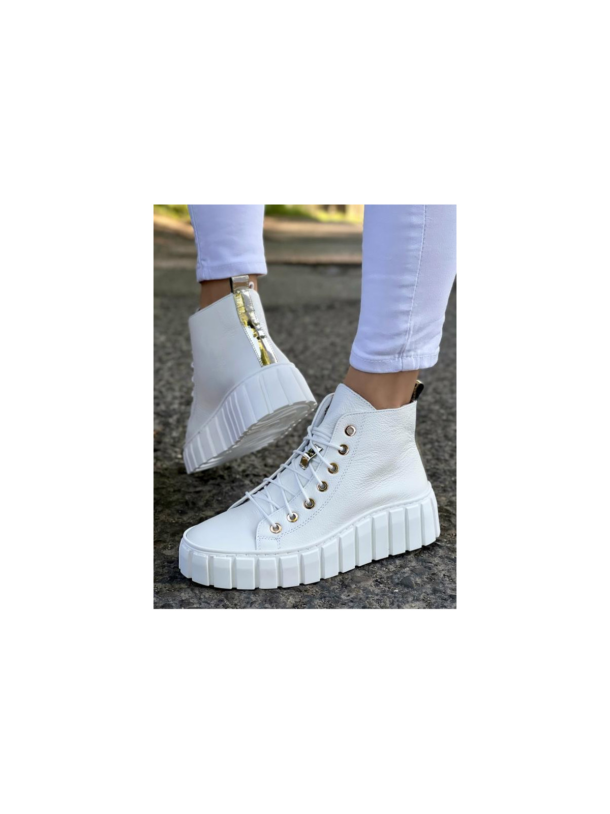 Białe trampki damskie skórzane