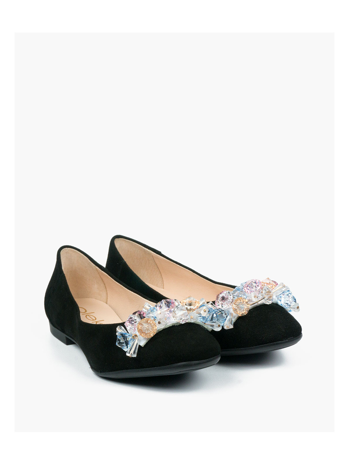 Czarne baleriny damskie skórzane