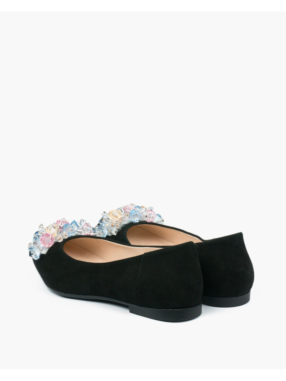 Czarne baleriny damskie skórzane