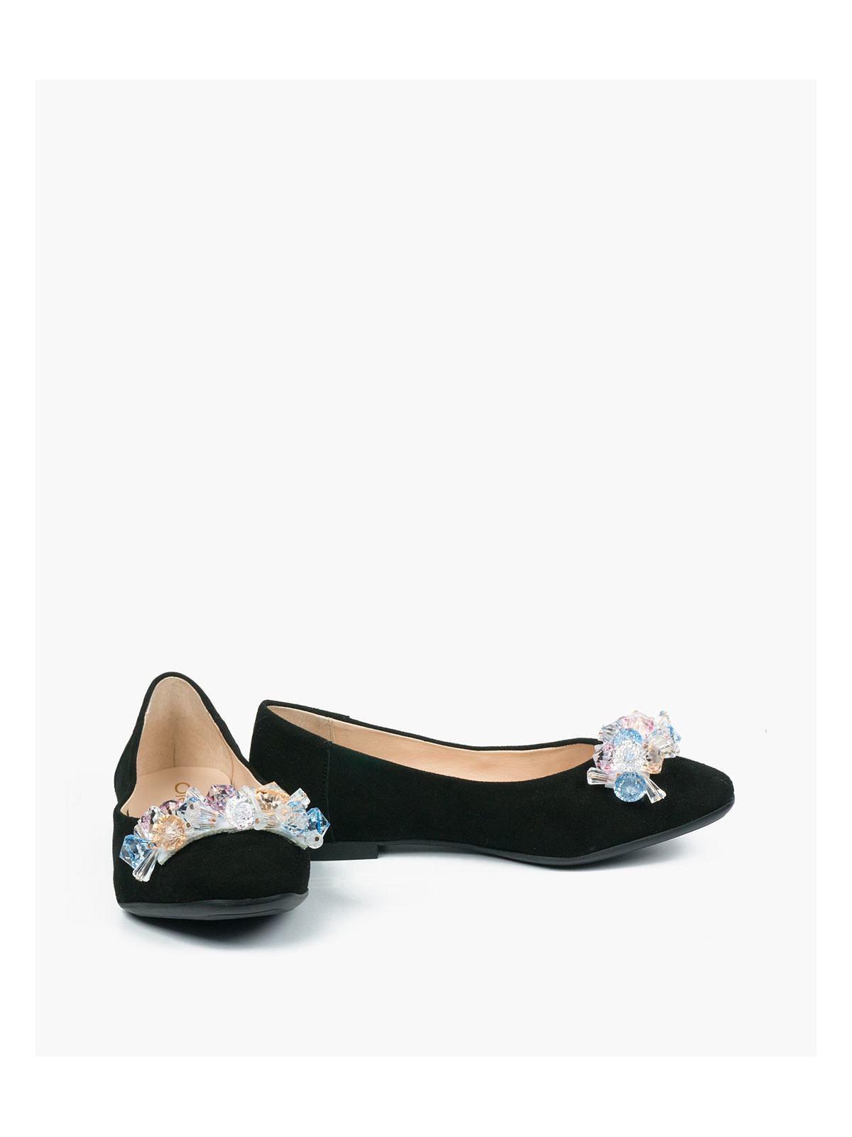 Czarne baleriny damskie skórzane