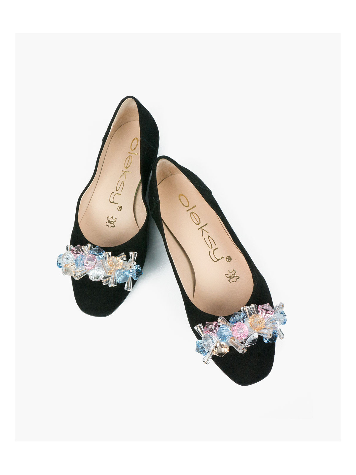 Czarne baleriny damskie skórzane