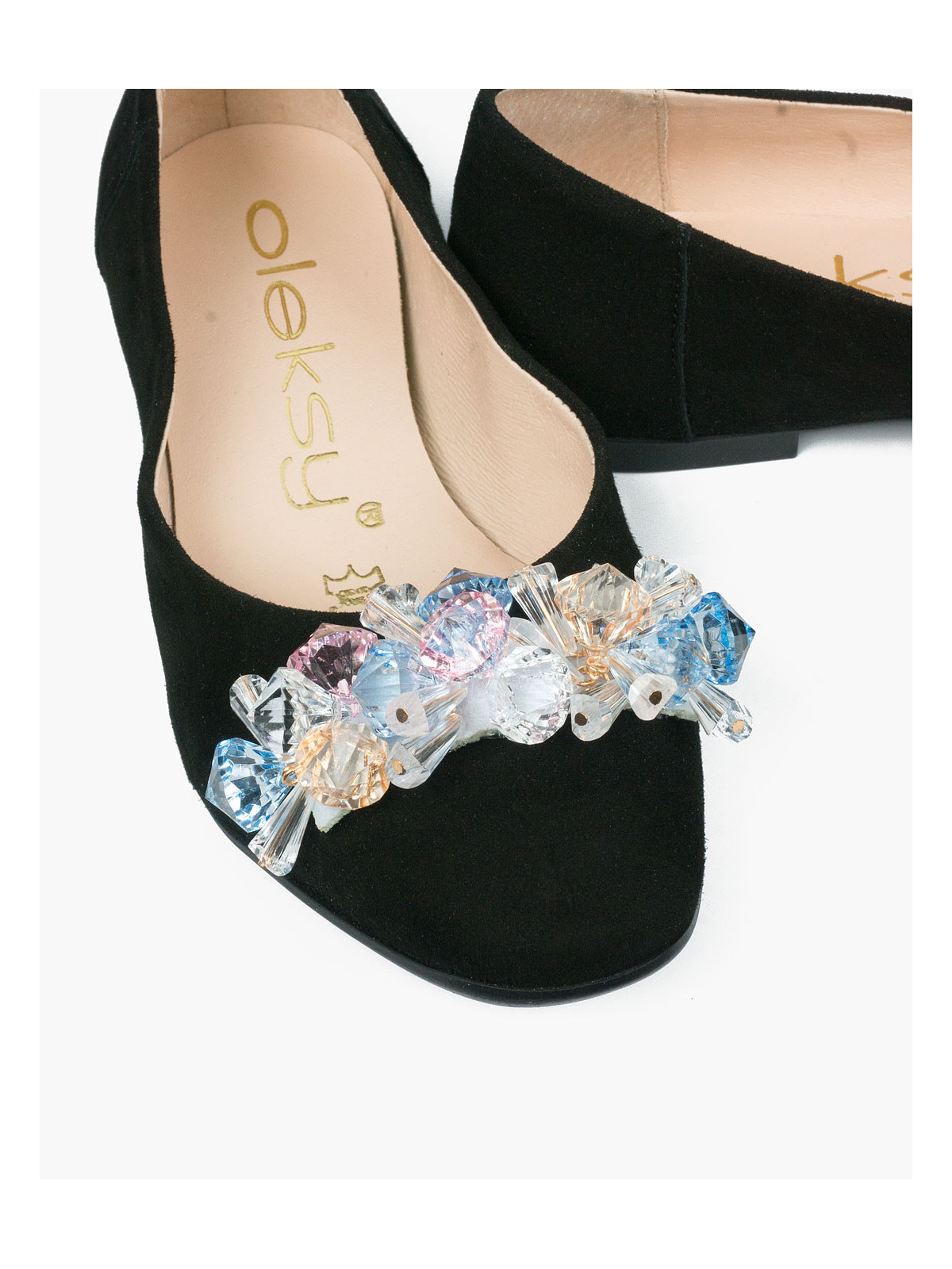 Czarne baleriny damskie skórzane