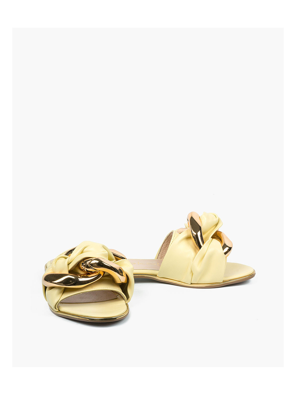 Żółte klapki damskie skórzane