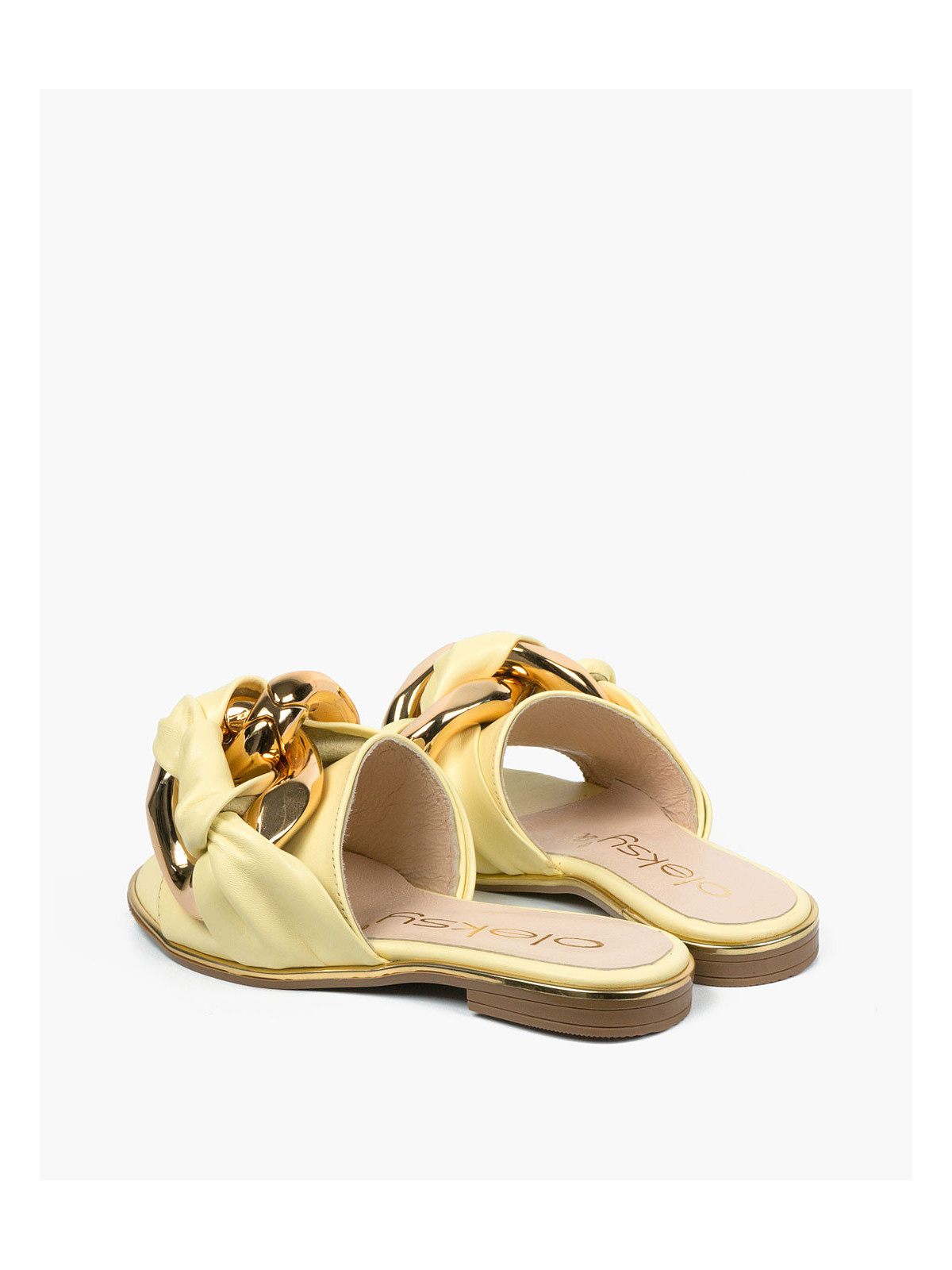 Żółte klapki damskie skórzane