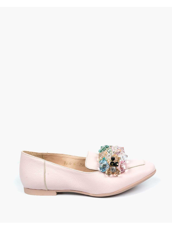 Różowe mokasyny damskie skórzane