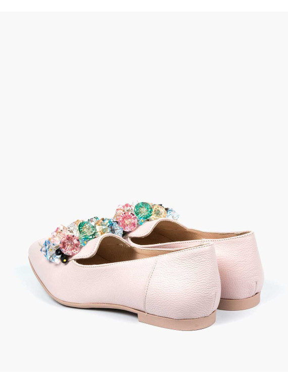 Różowe mokasyny damskie skórzane