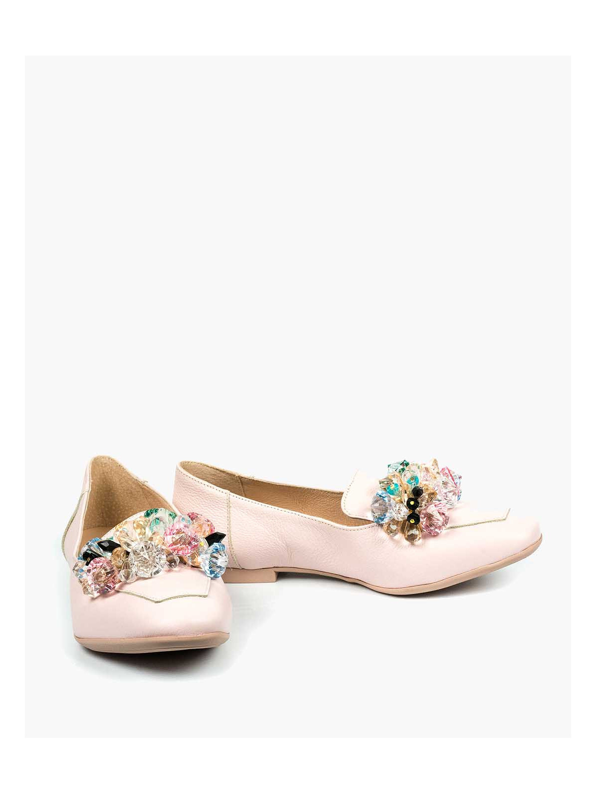 Różowe mokasyny damskie skórzane