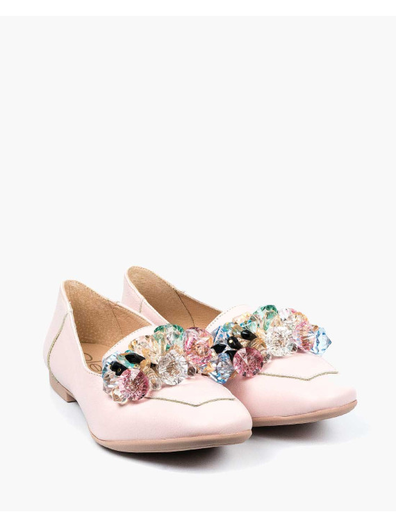 Różowe mokasyny damskie skórzane