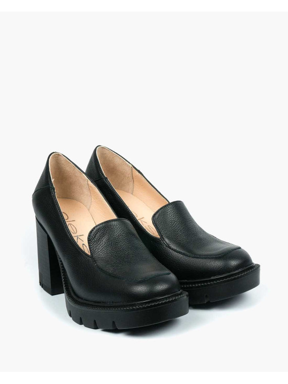 Czarne półbuty damskie skórzane