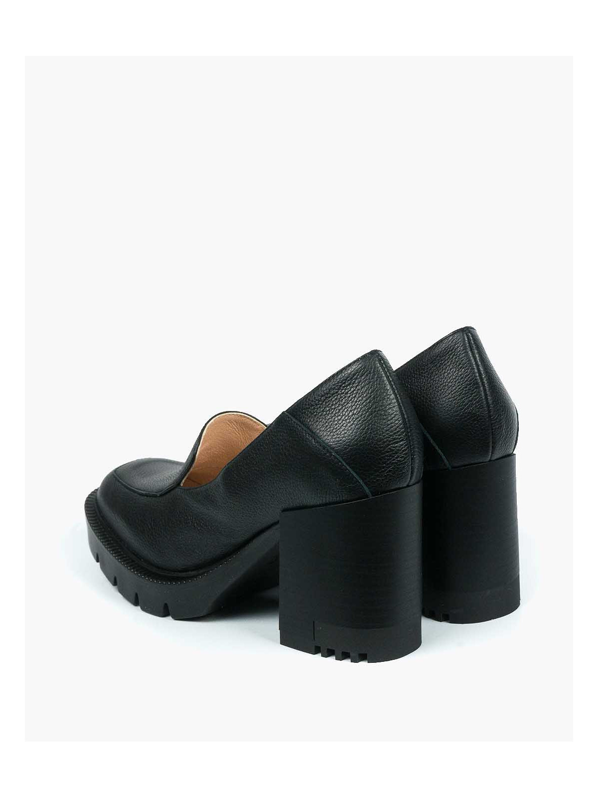 Czarne półbuty damskie skórzane