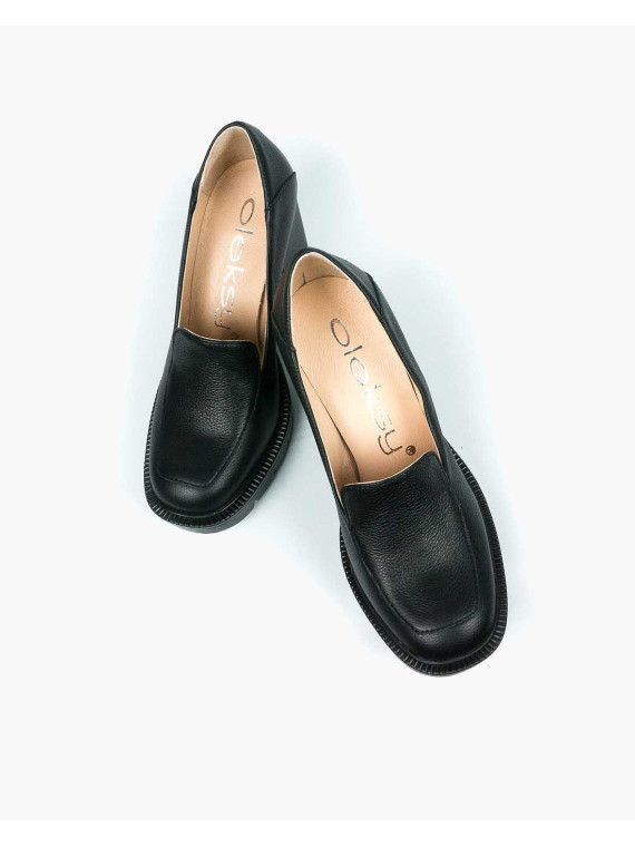 Czarne półbuty damskie skórzane