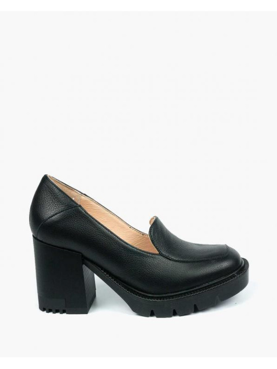 Czarne półbuty damskie skórzane