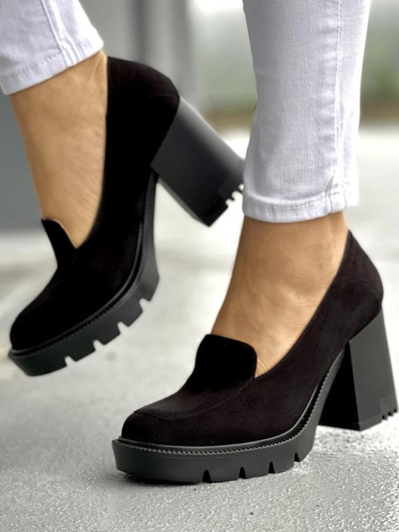 Czarne półbuty damskie skórzane