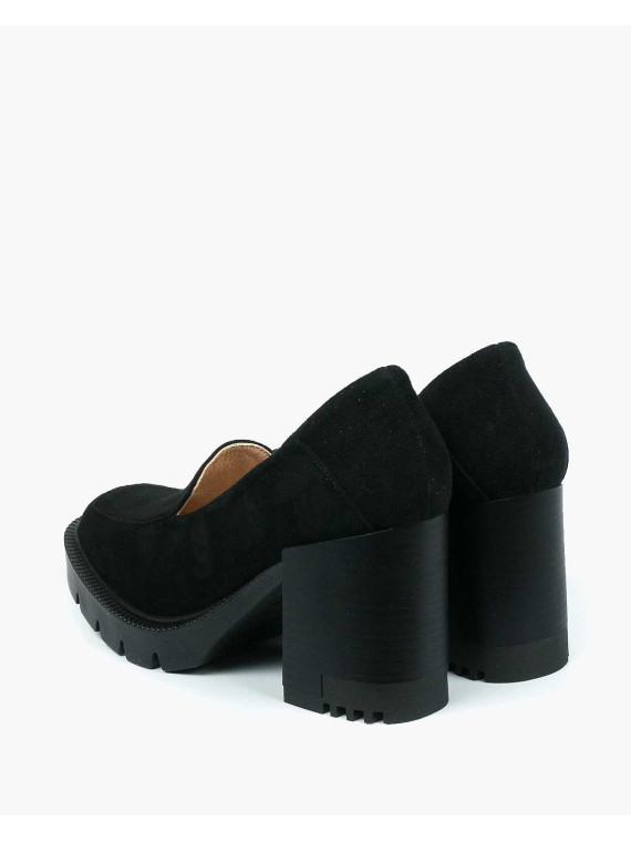 Czarne półbuty damskie skórzane