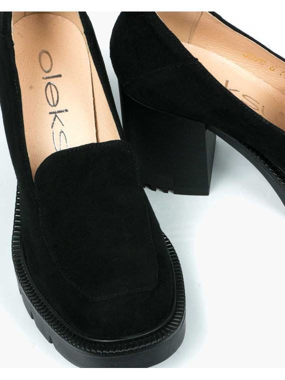 Czarne półbuty damskie skórzane