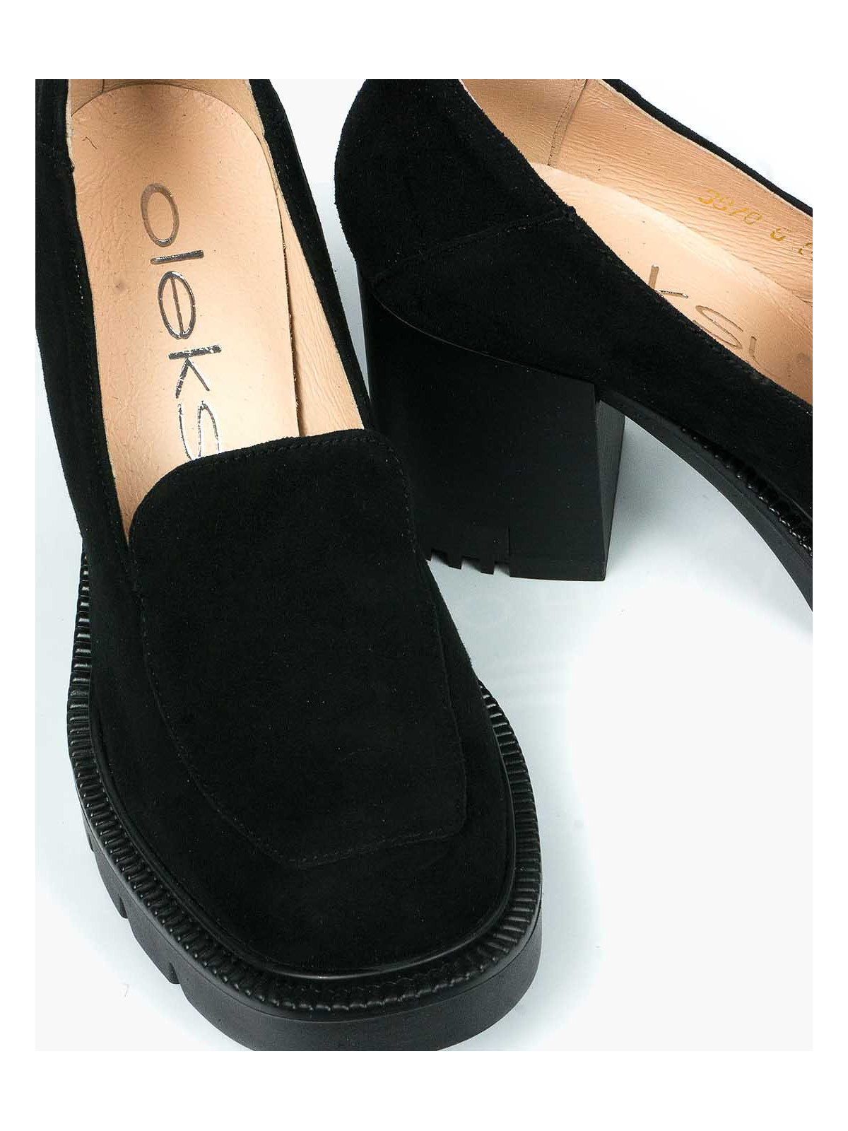 Czarne półbuty damskie skórzane