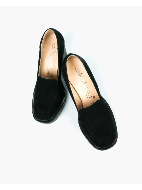 Czarne półbuty damskie skórzane